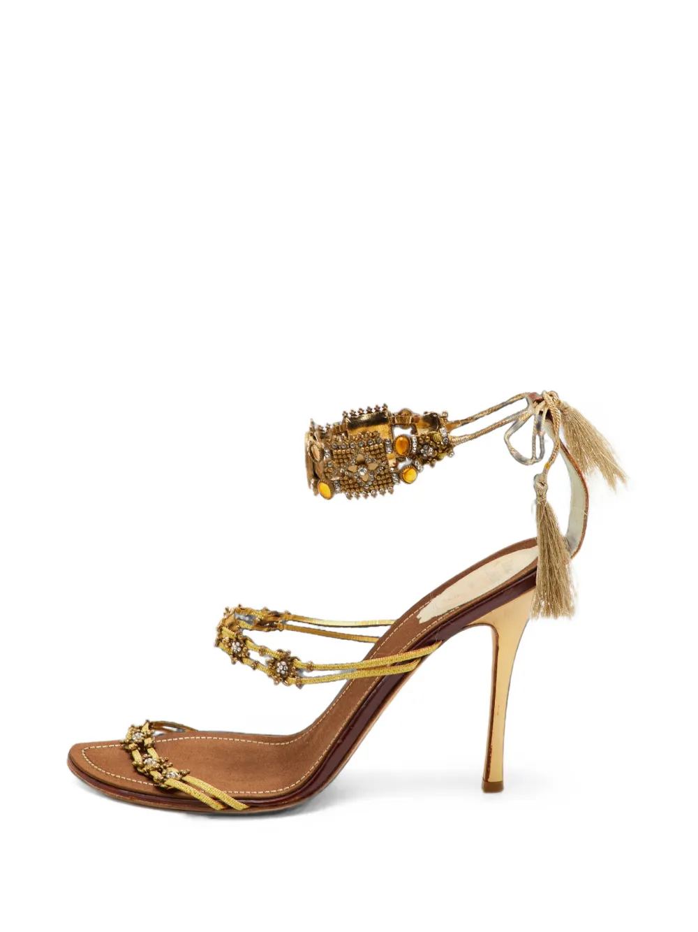René Caovilla Sandalen mit Kristallen - Gold