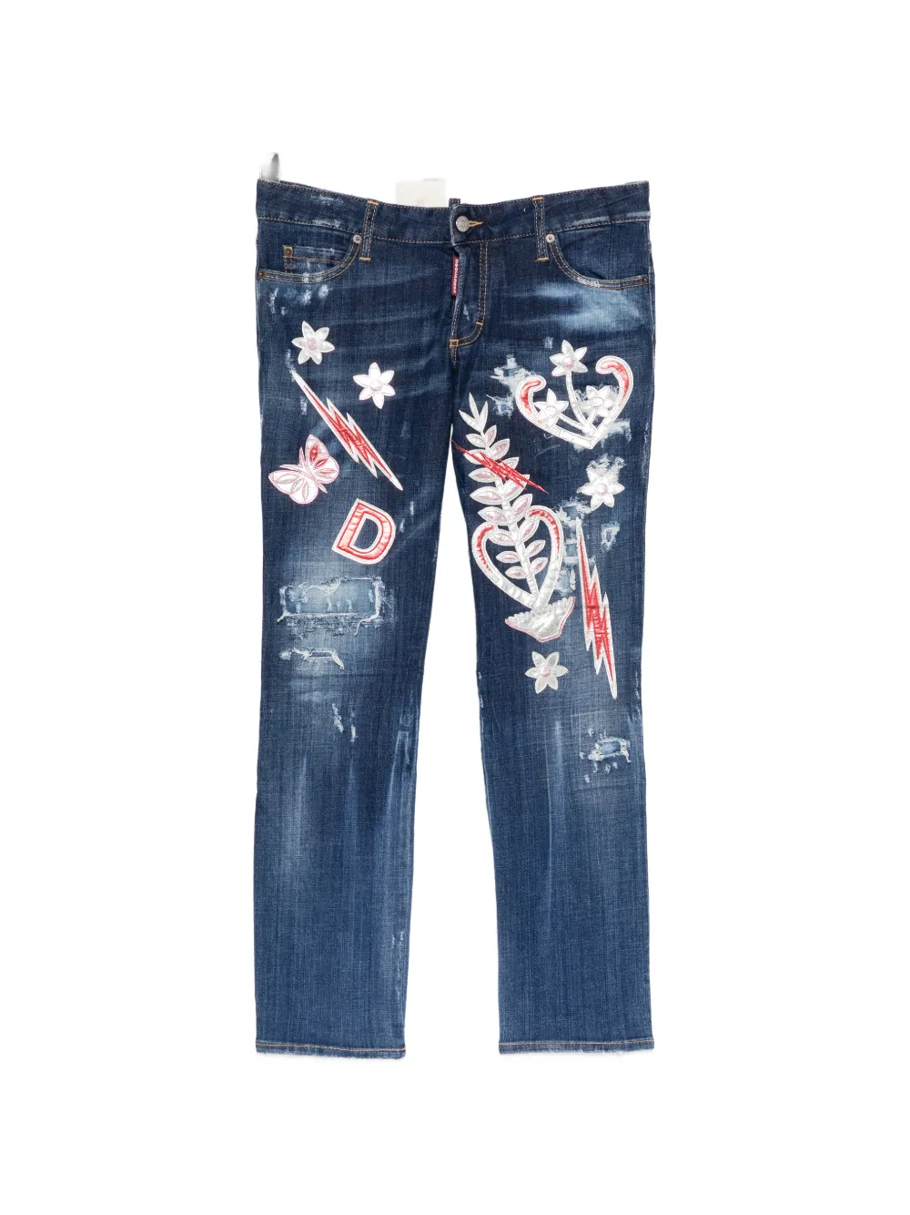 DSQUARED2 patch-detail distressed jeans - Blu