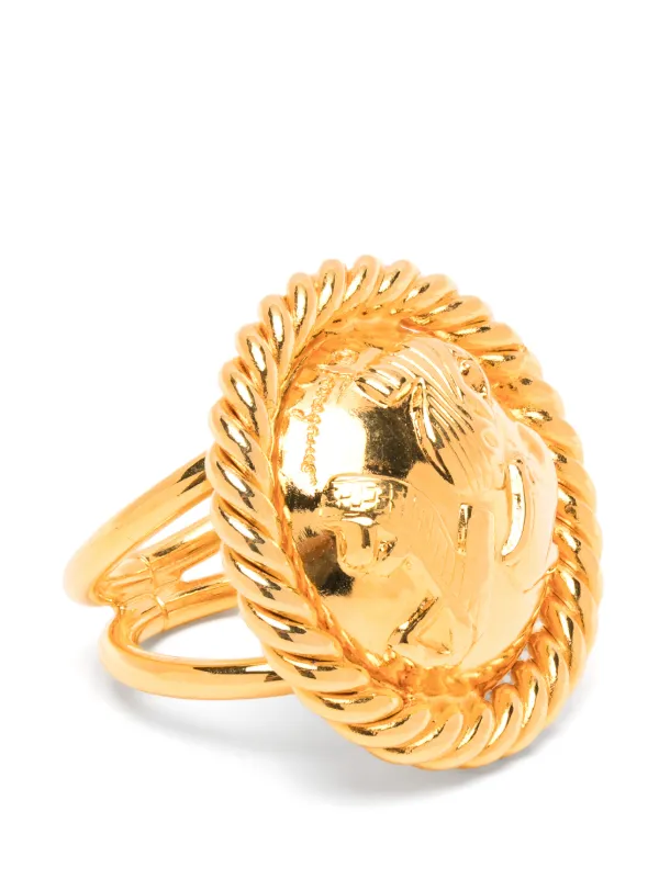 Ferragamo Pre-owned 1980s Twisted-edge Ring in Gold