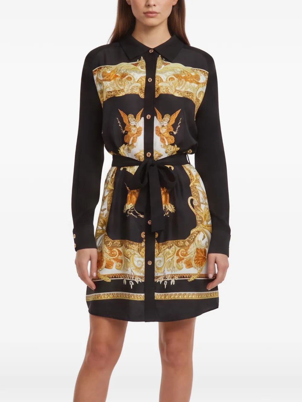 Versace Pre-Owned Medusa Renaissance print rib-knit dress - Black