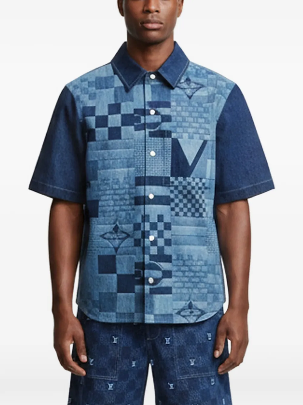 Louis Vuitton Pre-Owned monogram-pattern shirt and shorts set - Blau