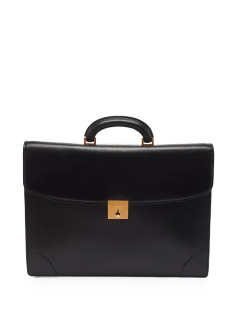 Valextra three-gusset key-lock briefcase