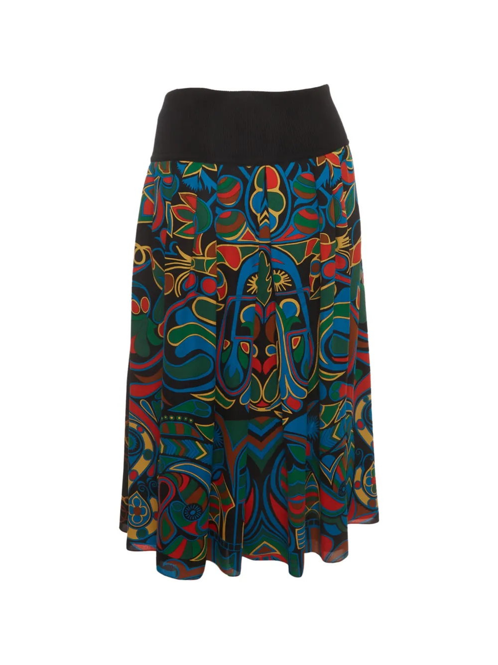 Hermès Pre-Owned printed pleated midi skirt - Nero