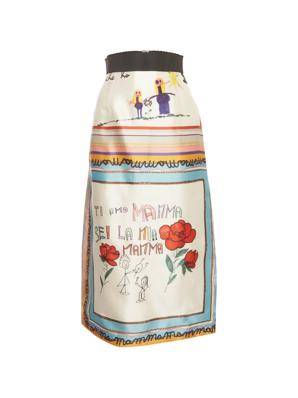 Dolce & Gabbana Pre-Owned Gonna midi Viva La Mamma in seta - Bianco