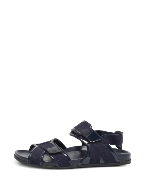 Manolo Blahnik patent-trimmed canvas sandals
