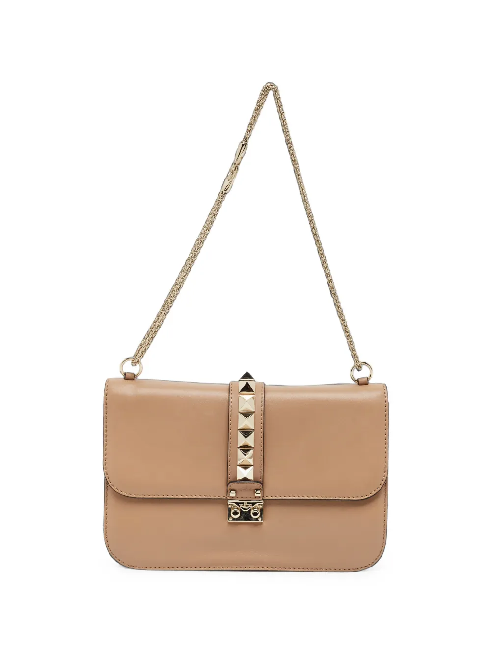 Valentino Garavani Pre-Owned Glam Lock Rockstud shoulder bag - Toni neutri