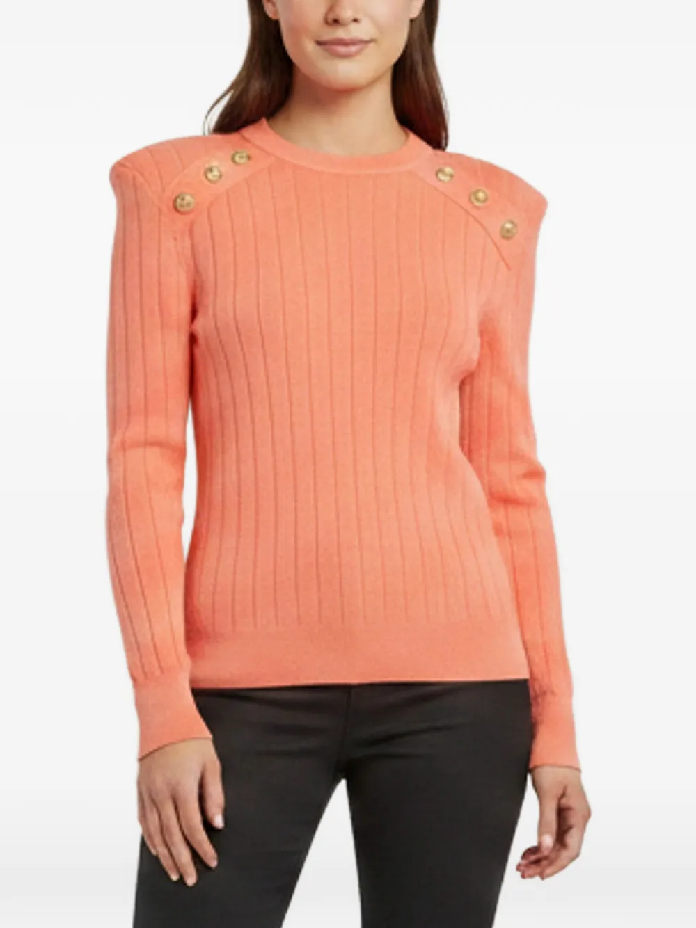 Balmain Pre-Owned button-embellished rib-knit sweater - Rosa