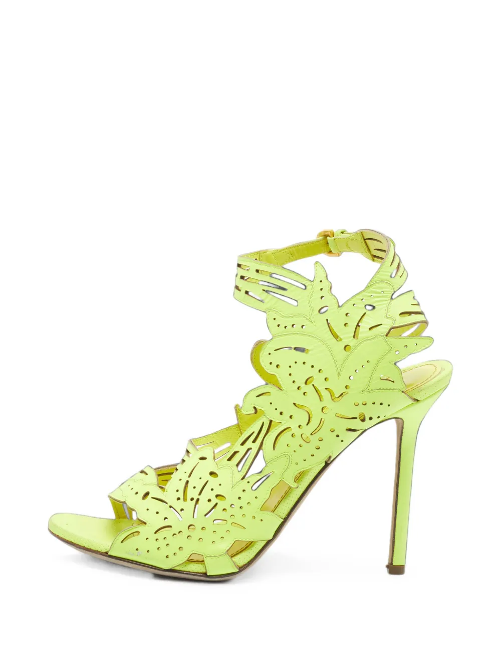 Pre-owned Sergio Rossi Laser-cut Ankle-strap Sandals In Green