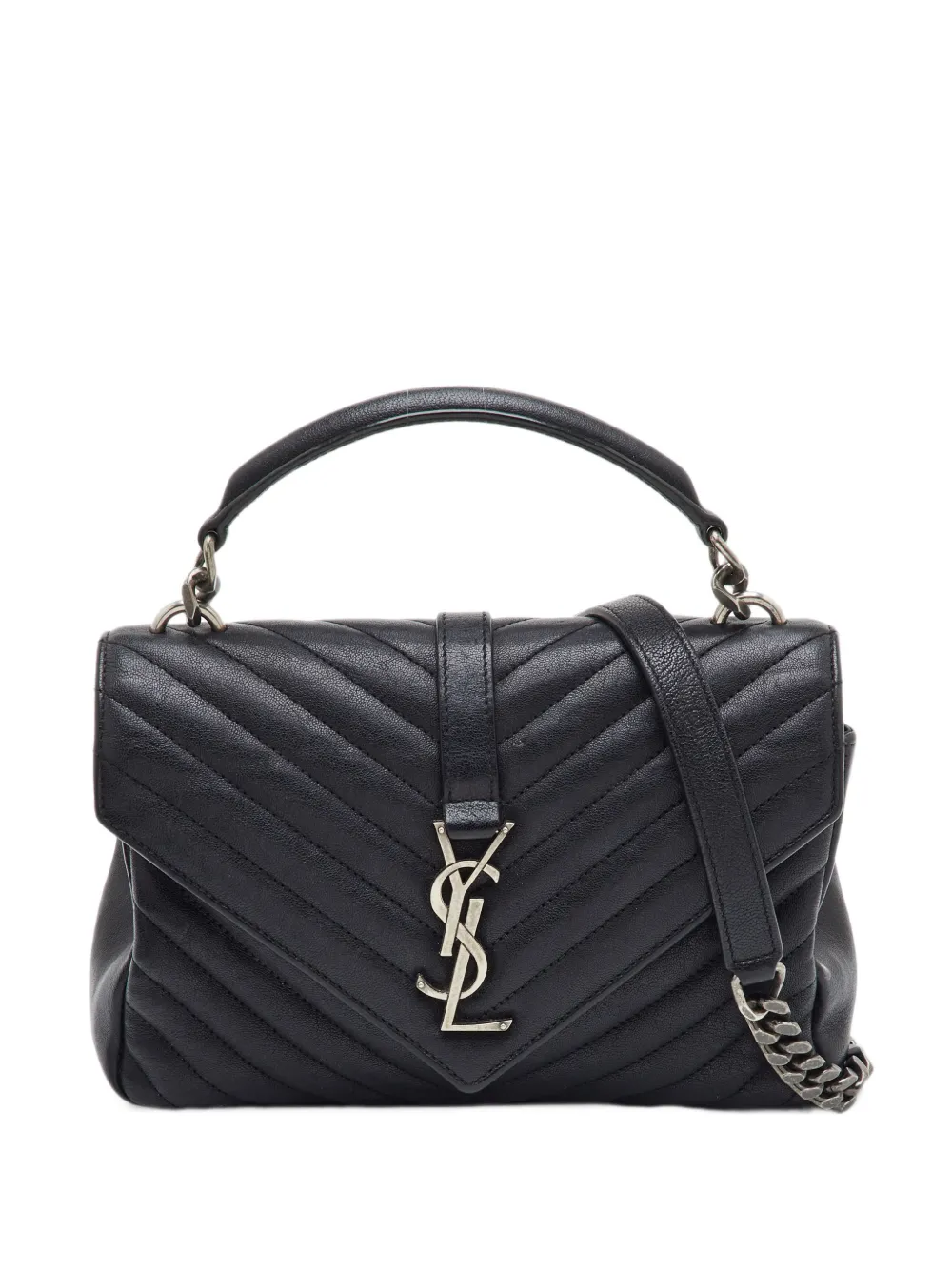 Saint Laurent Pre-Owned 2019 medium College Matelassé leather shoulder bag - Schwarz