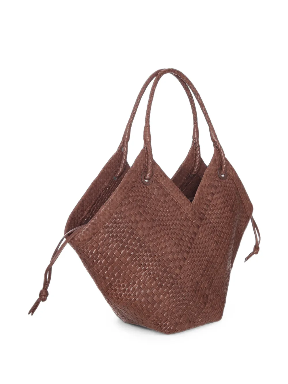 IBELIV Grote Trinity geweven leren shopper Bruin