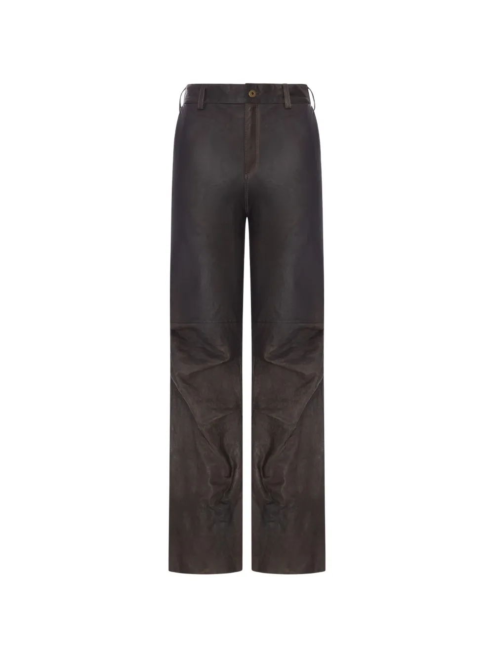Salvatore Santoro Straight-leg Leather Trousers In Brown