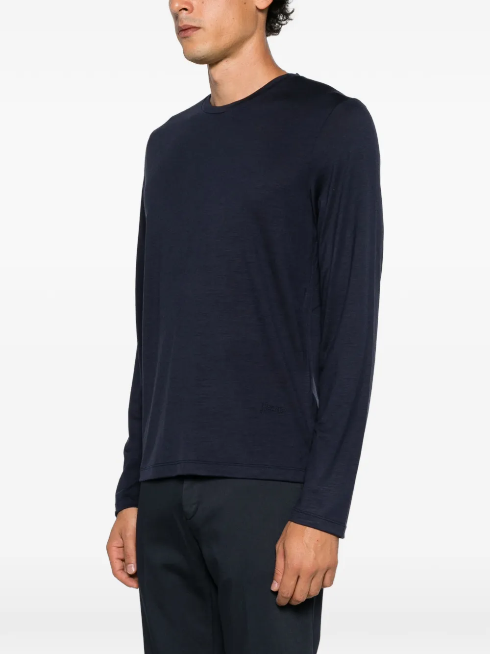 Herno T-shirt met logoplakkaat en lange mouwen Blauw