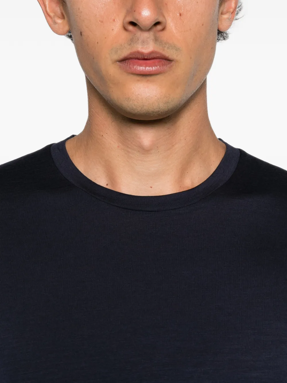 Herno T-shirt met logoplakkaat en lange mouwen Blauw