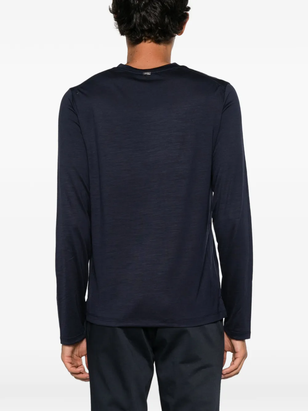 Herno T-shirt met logoplakkaat en lange mouwen Blauw