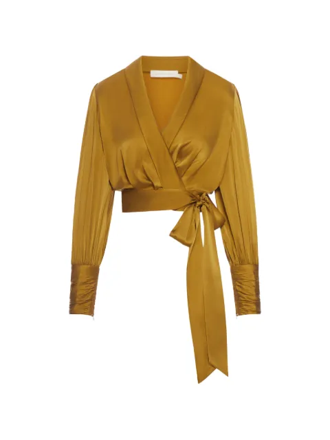 ZIMMERMANN wrap-design cropped silk blouse