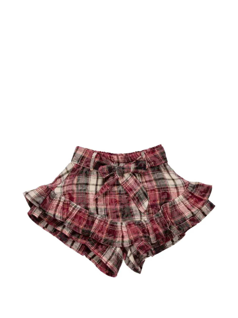 Miss Grant Kids check-pattern ruffled shorts - Rosso