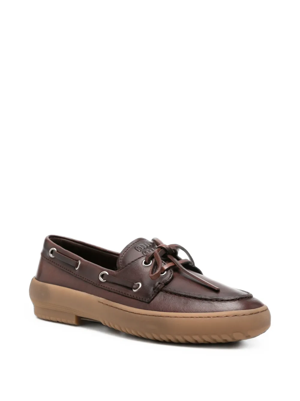 Miu logo-embossed leather boat shoes Bruin