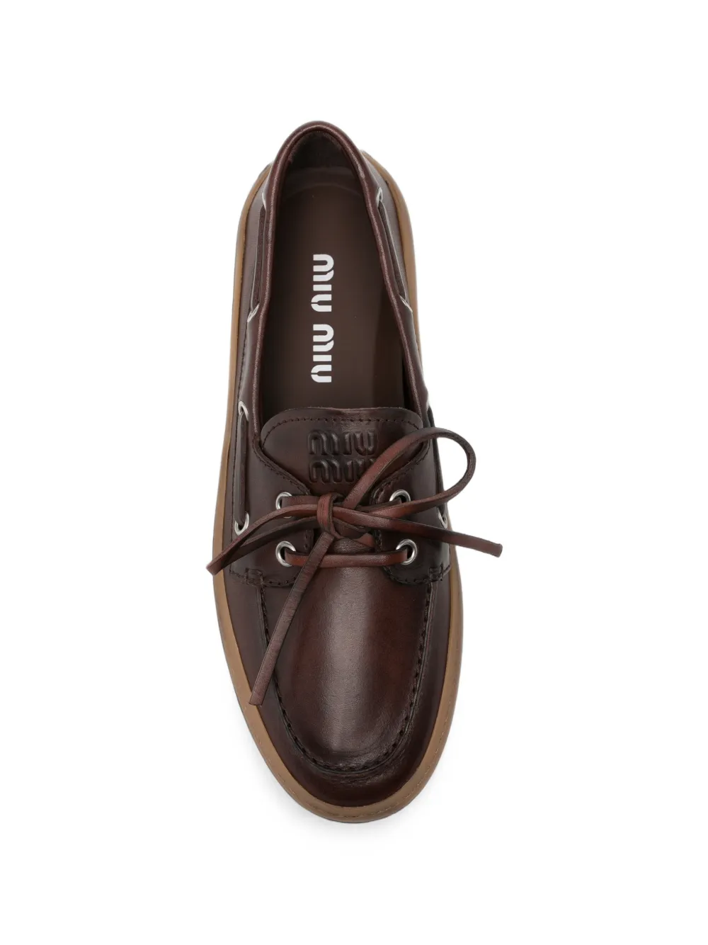 Miu logo-embossed leather boat shoes Bruin