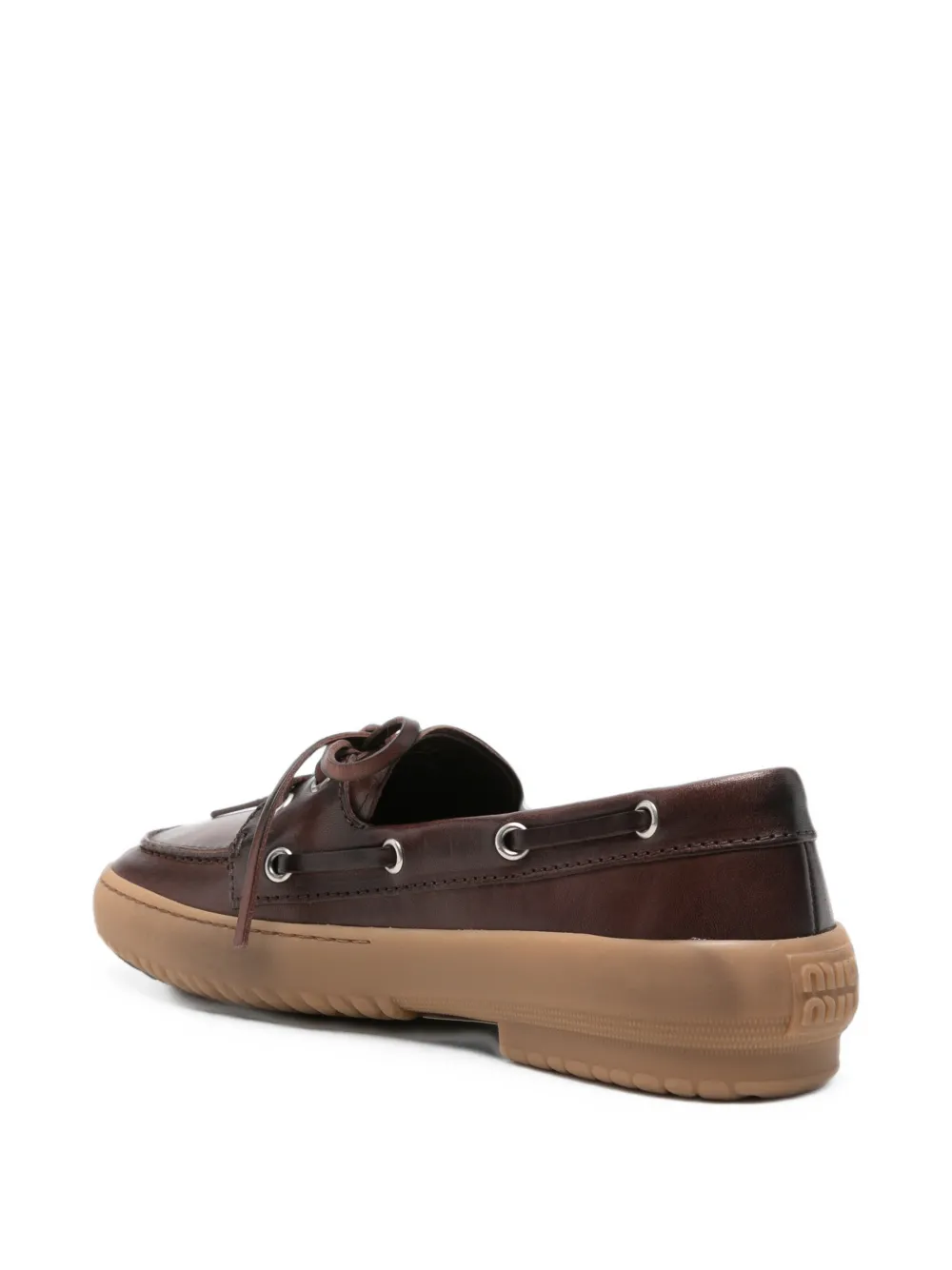 Miu logo-embossed leather boat shoes Bruin