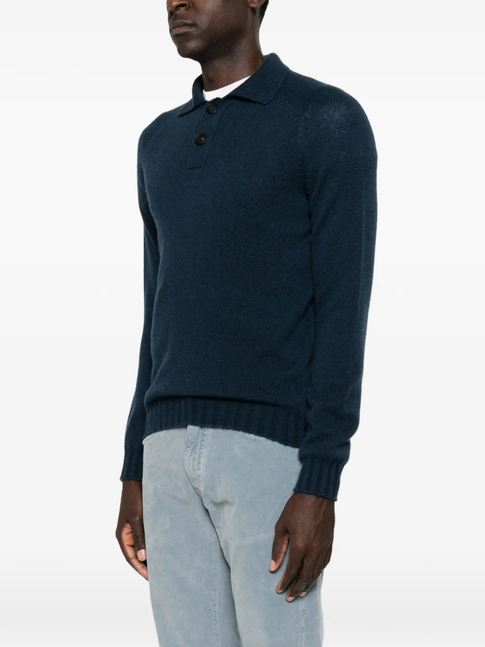 Tagliatore Voltaire gebreid poloshirt met raglan mouwen Blauw