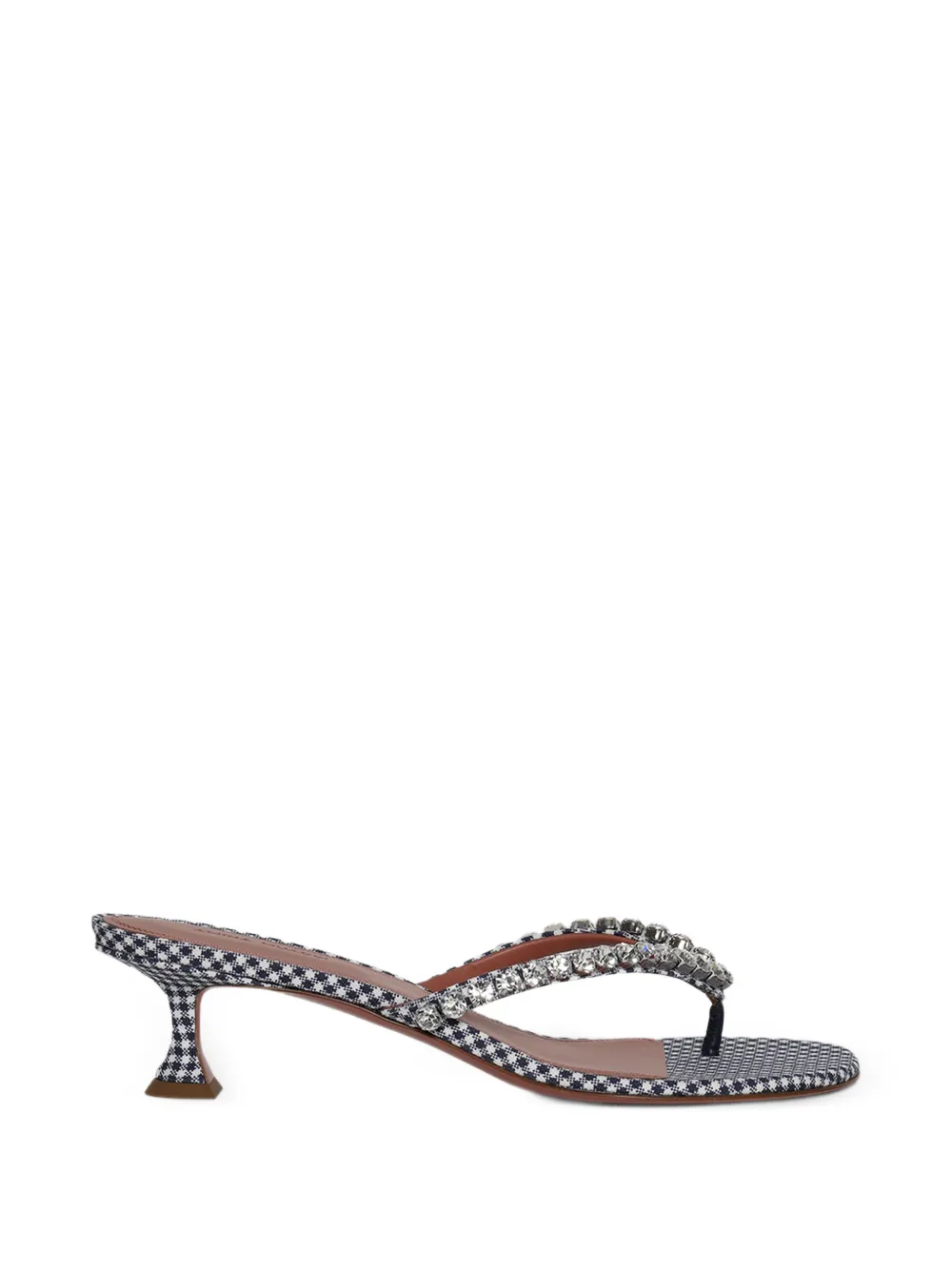 Amina Muaddi Gigi crystal-embellished gingham sandals Blauw