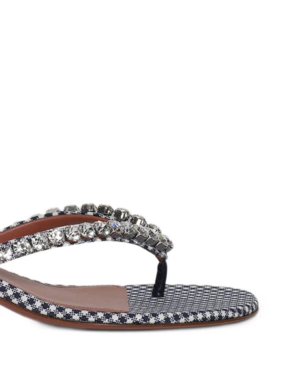 Amina Muaddi Gigi crystal-embellished gingham sandals Blauw