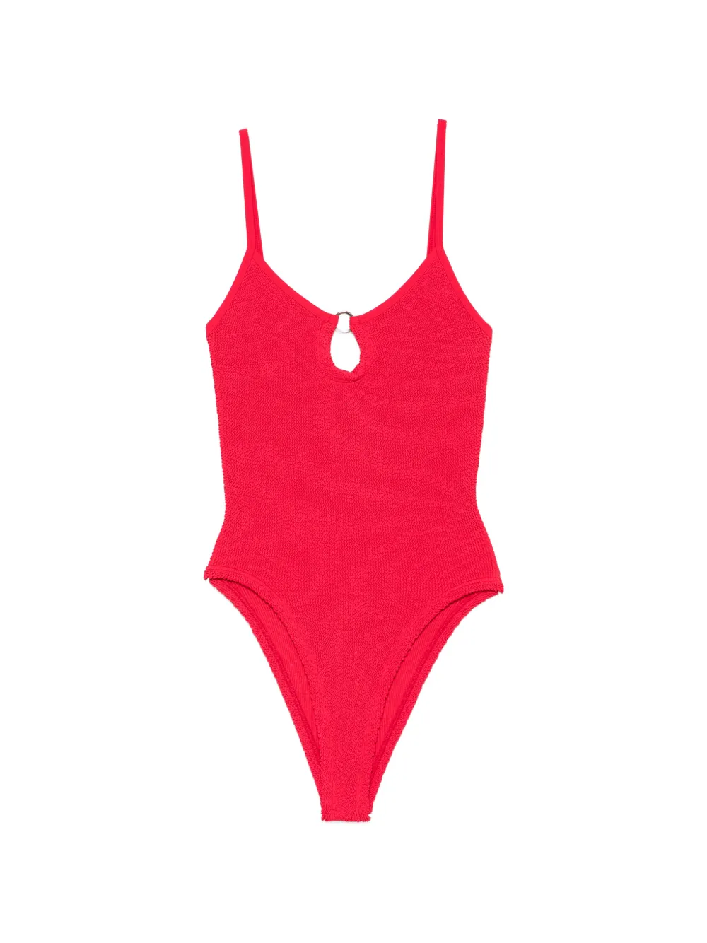 Hunza G ring-detail crinkle swimsuit - Rosso