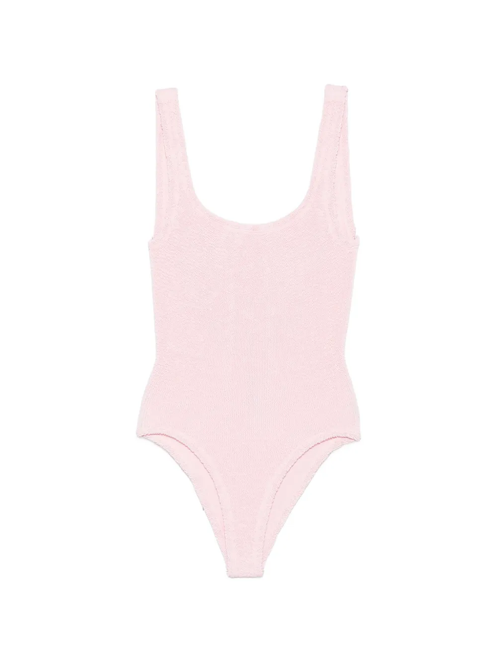 Hunza G crinkle-effect scoop-neck swimsuit - Rosa