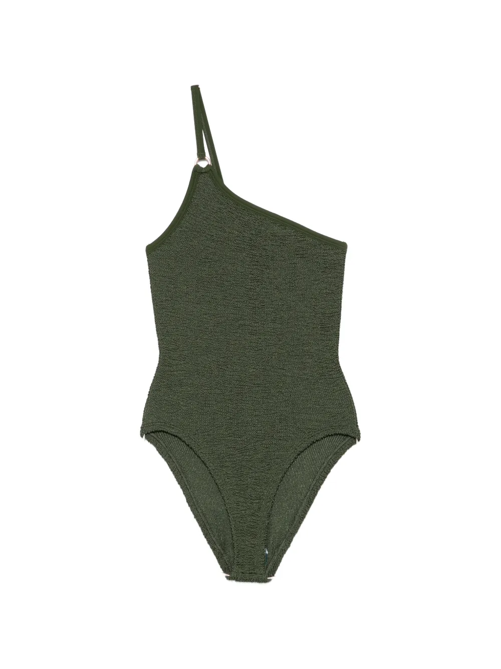 Hunza G one-shoulder crinkle-effect swimsuit - Verde