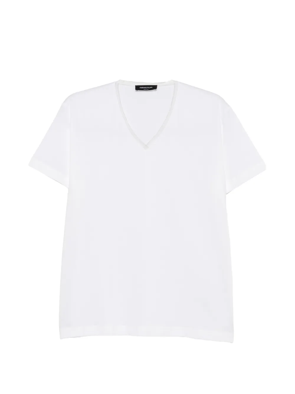 Fabiana Filippi tulle-trim V-neck T-shirt Wit