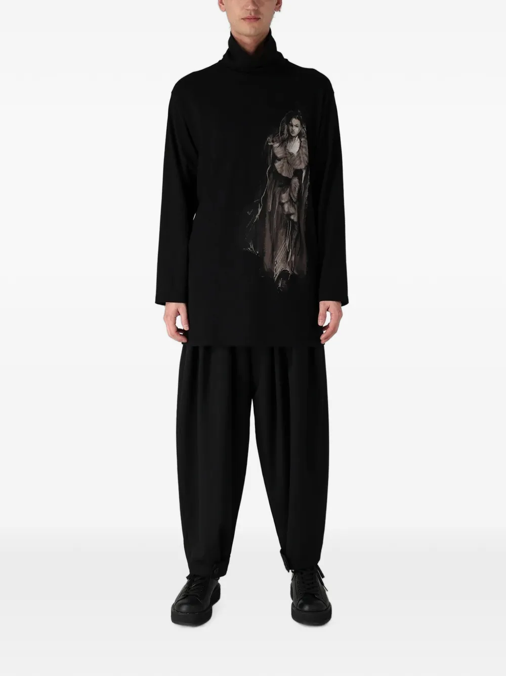 Yohji Yamamoto T-shirt met print Zwart