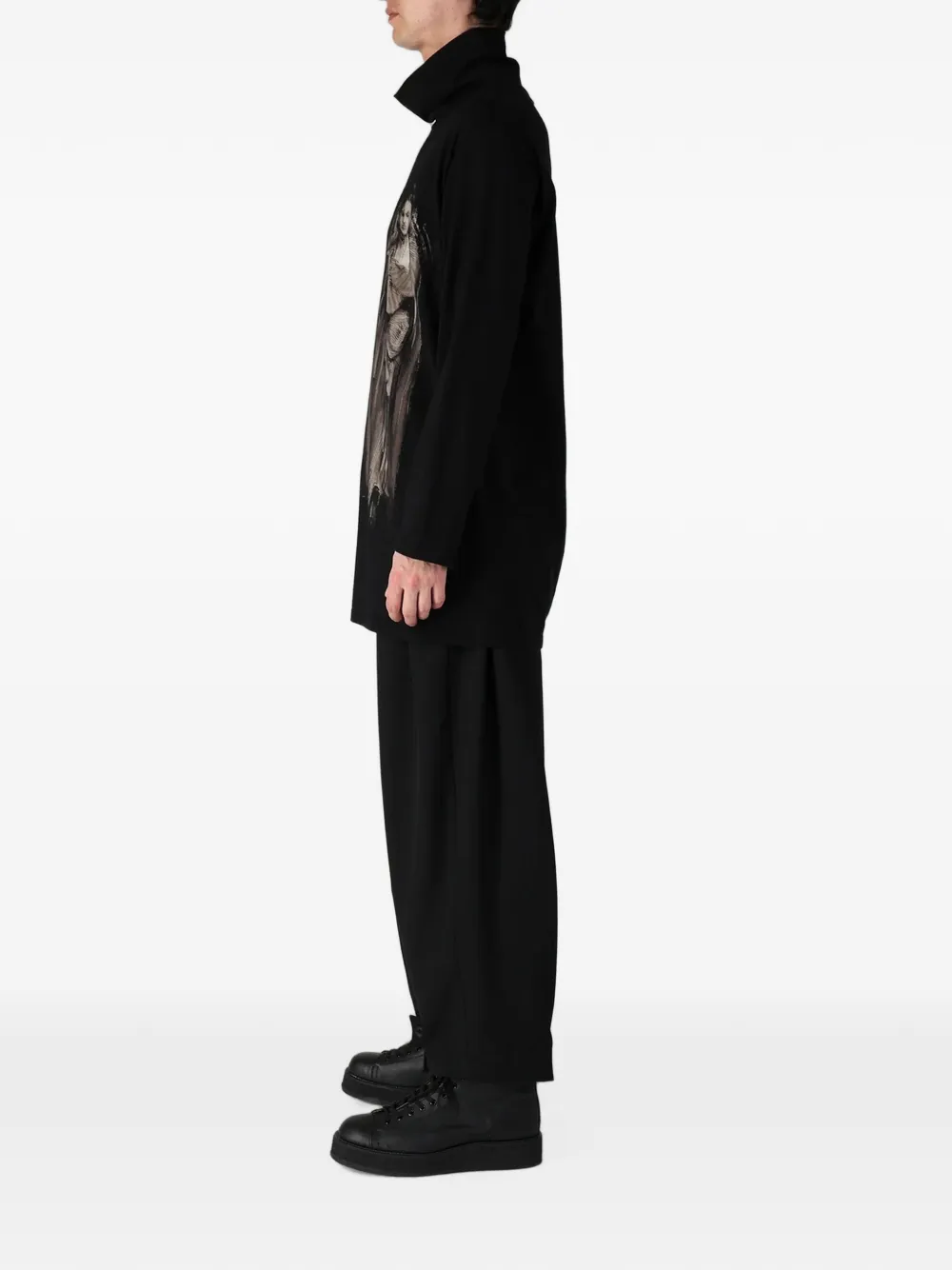 Yohji Yamamoto T-shirt met print Zwart