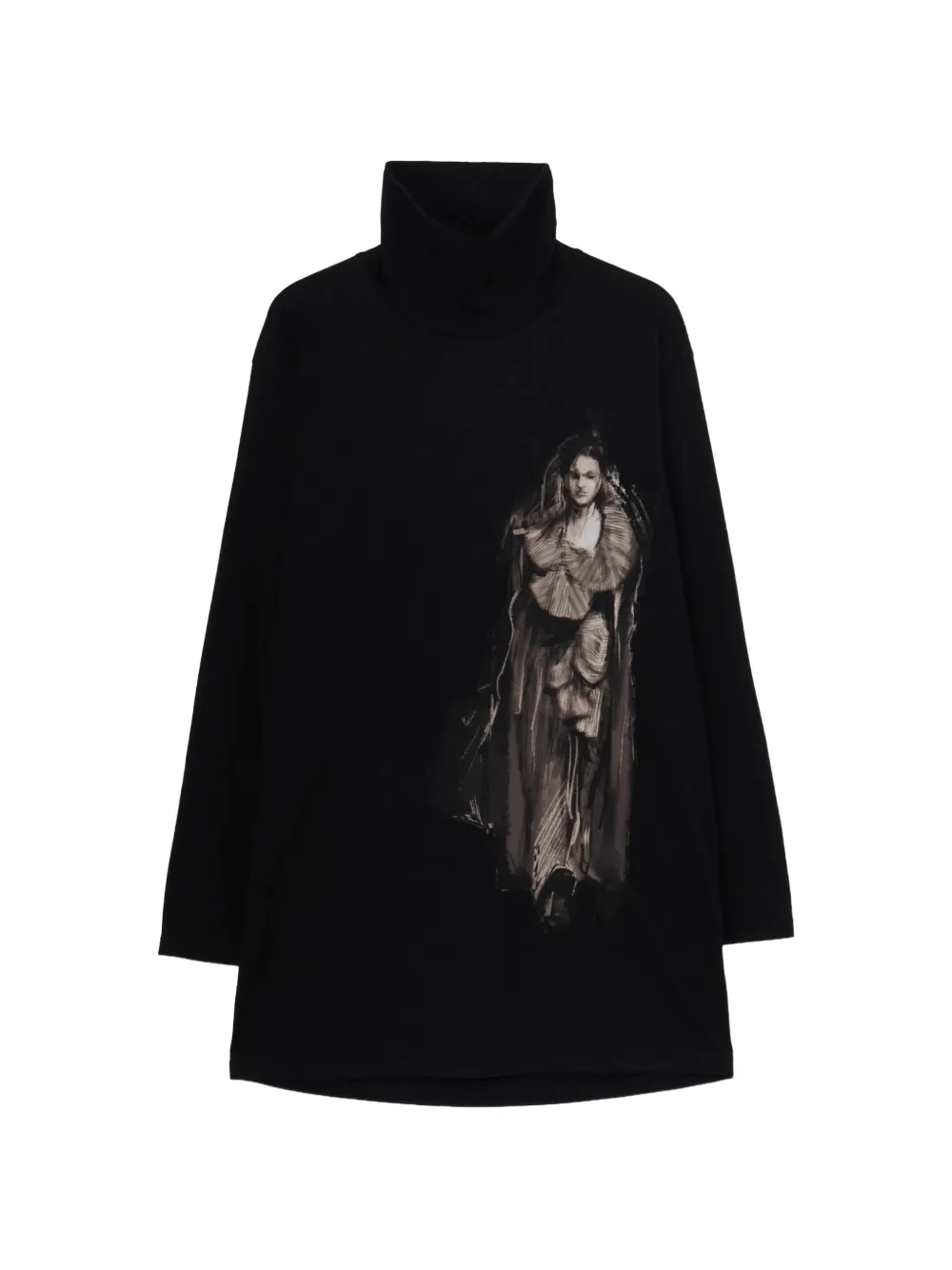 Yohji Yamamoto graphic-print turtleneck T-shirt - Schwarz