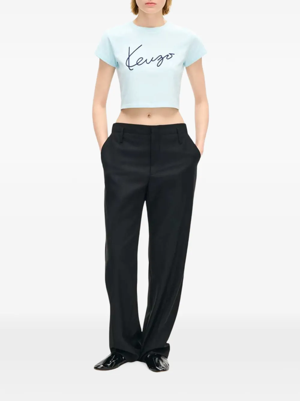 Kenzo Signature embroidered T-shirt Blauw