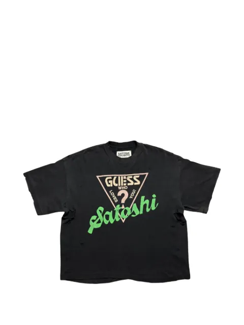 SATOSHI NAKAMOTO distressed graphic-print T-shirt