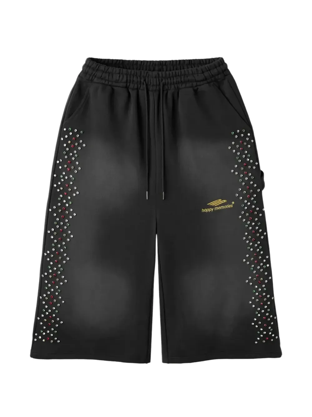 Happy Memories Don't Die Shorts con coulisse e cristalli - Nero