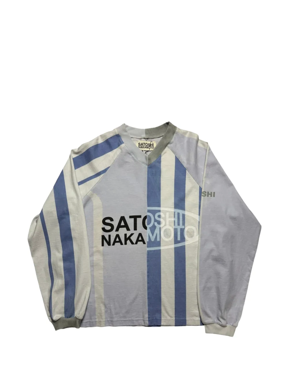 SATOSHI NAKAMOTO T-Shirt im Reconstructed-Look - Blau