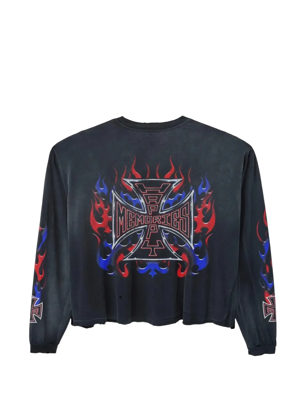 Happy Memories Don't Die Langarmshirt mit grafischem Print - Schwarz