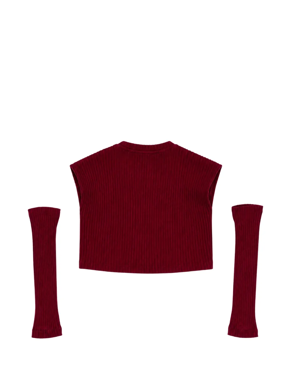 Miss Grant Kids Ribgebreide top met afneembare mouwen Rood