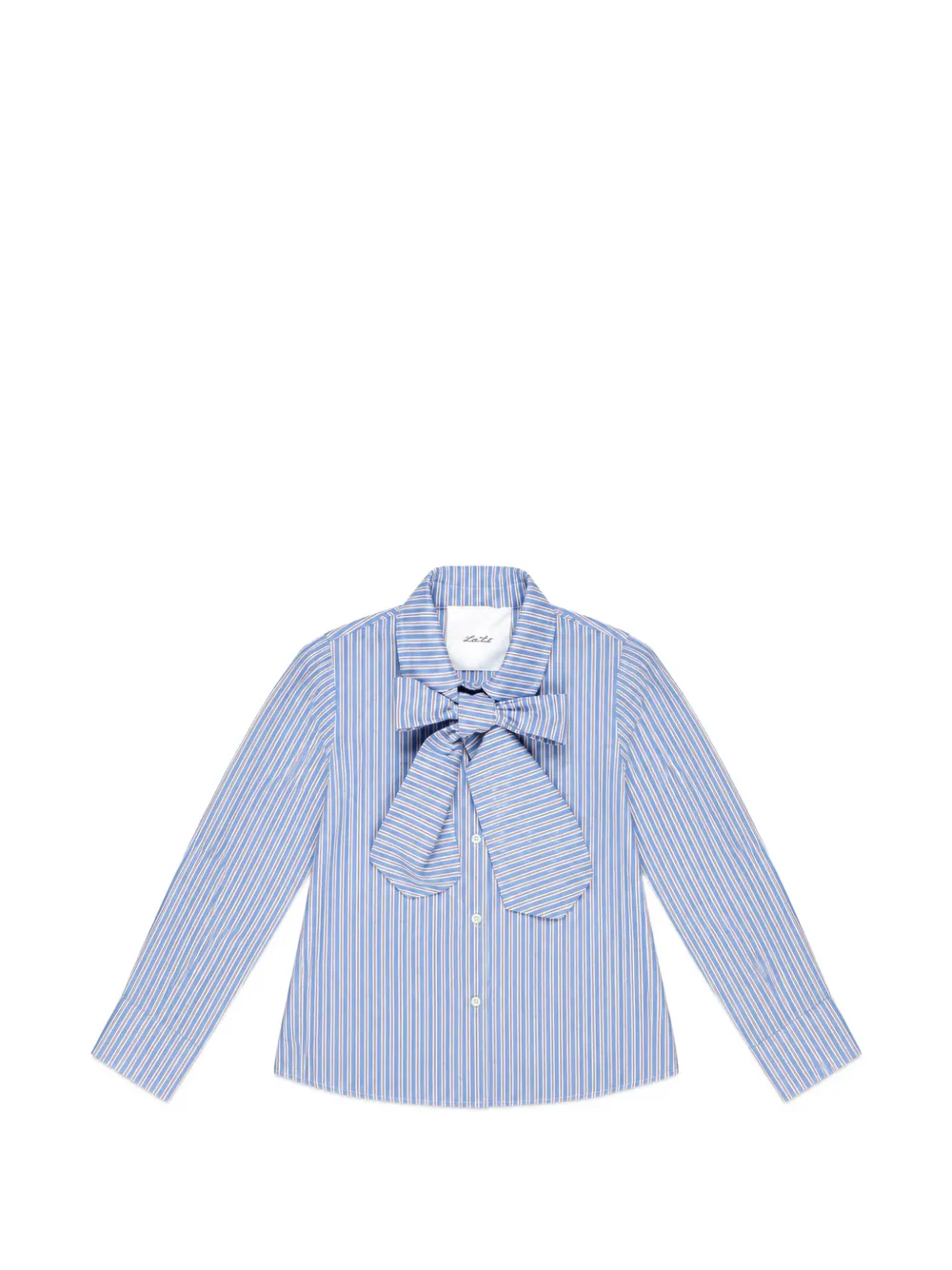 Miss Grant Kids bow-detail striped shirt - Blau