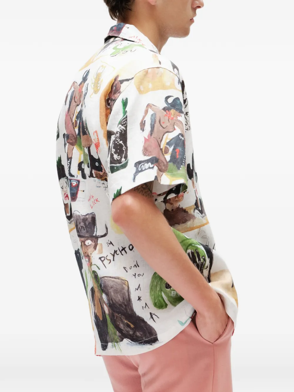 Endless Joy Psycho overhemd met grafische print Beige