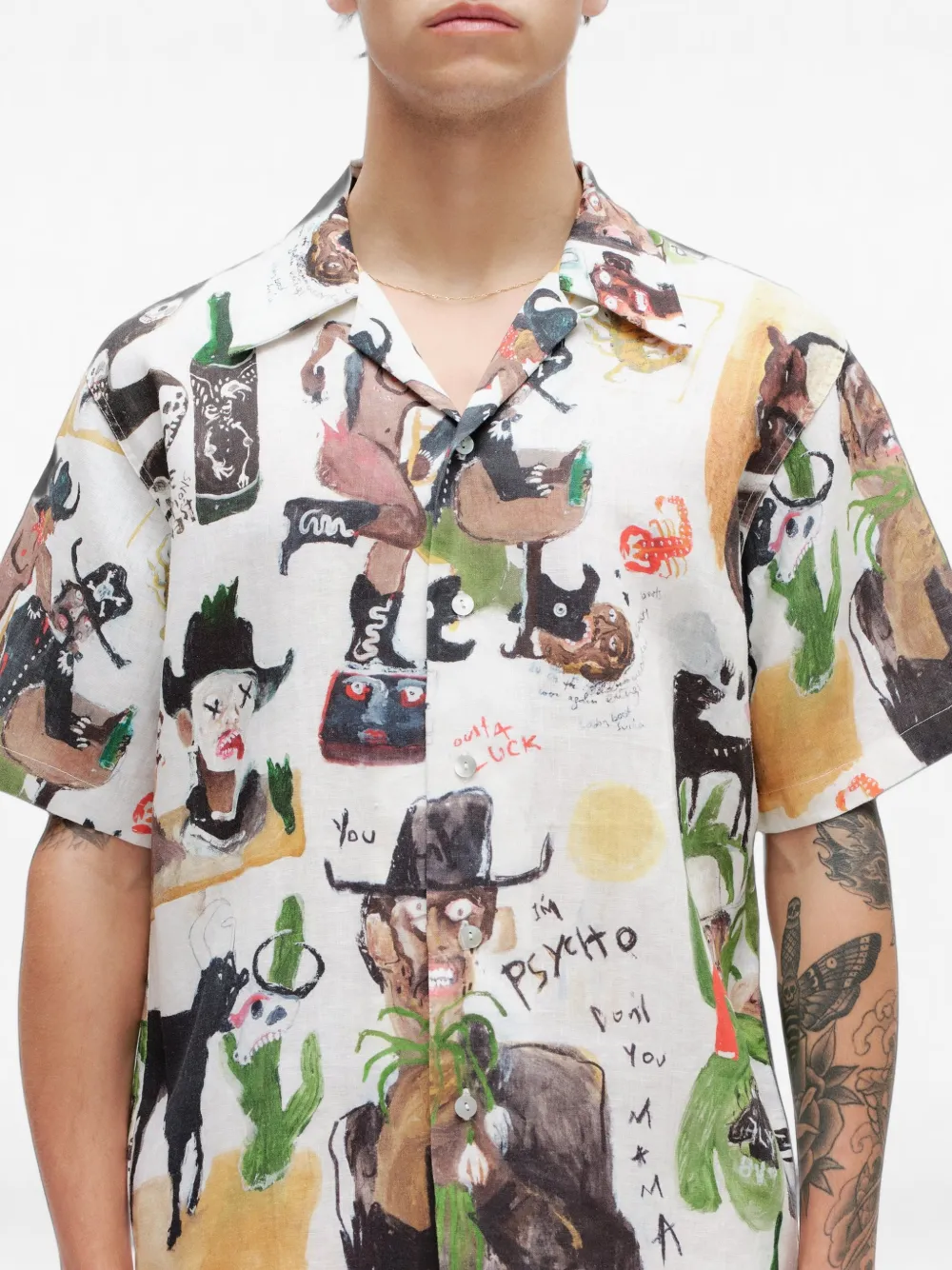 Endless Joy Psycho overhemd met grafische print Beige