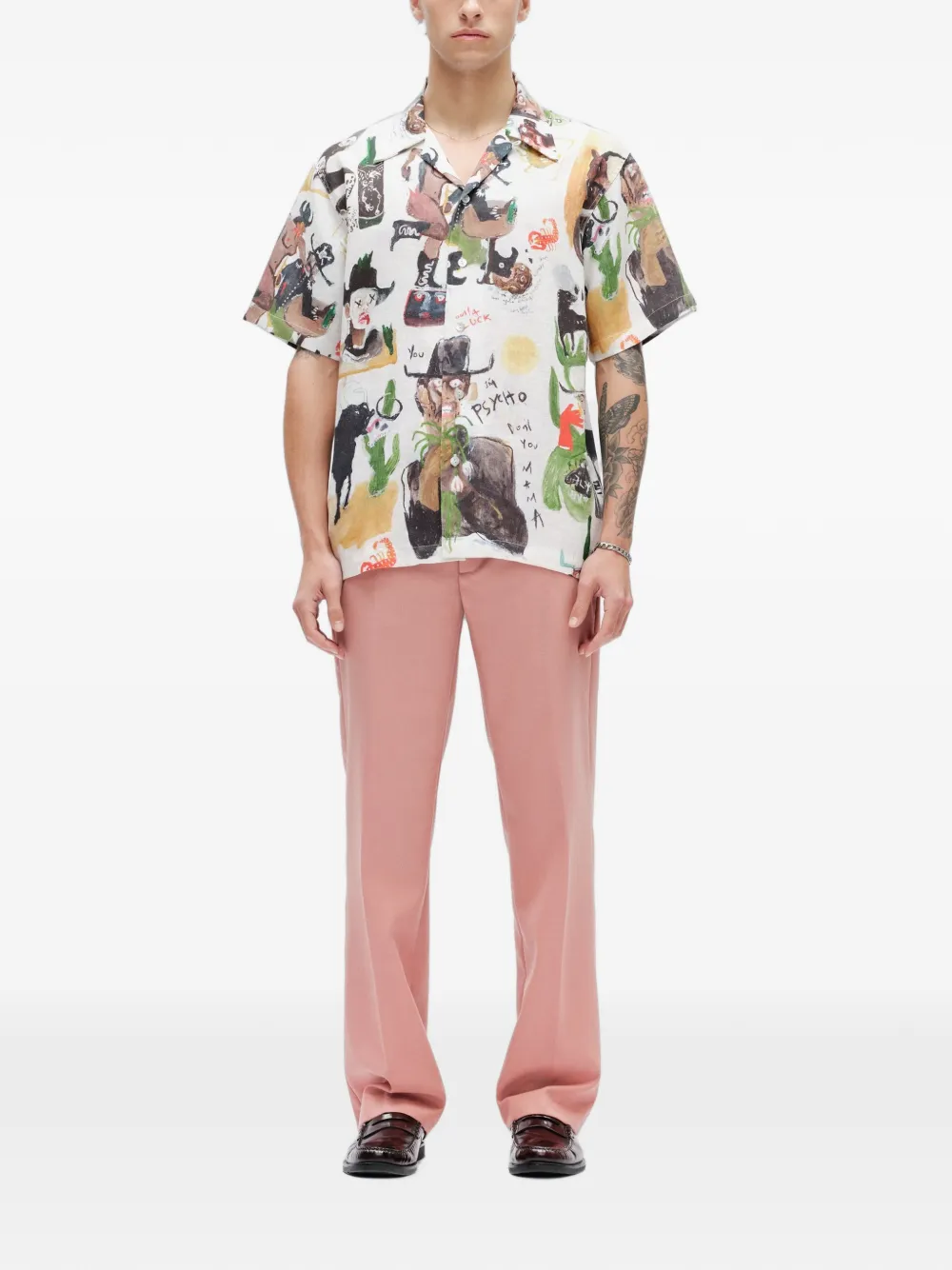 Endless Joy Psycho overhemd met grafische print Beige