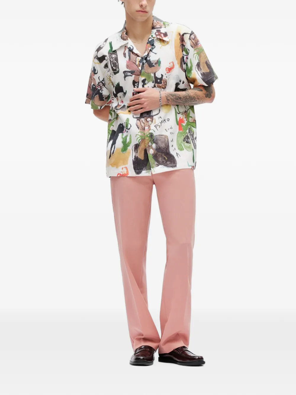 Endless Joy Psycho overhemd met grafische print Beige