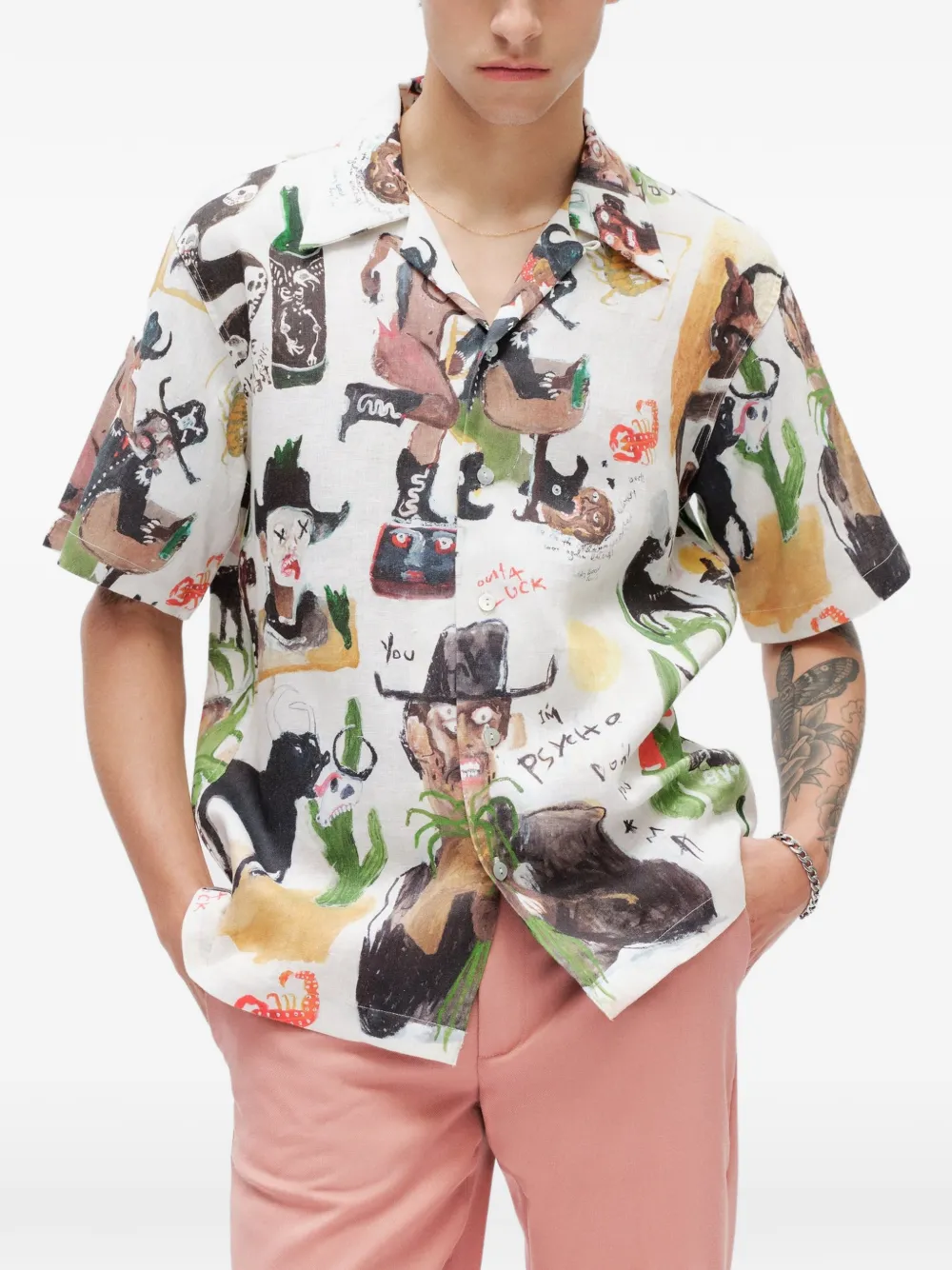 Endless Joy Psycho Graphic-print Shirt In Neutrals