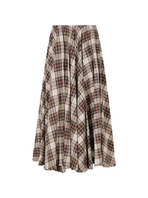 Department 5 Alice check frayed-hem midi skirt