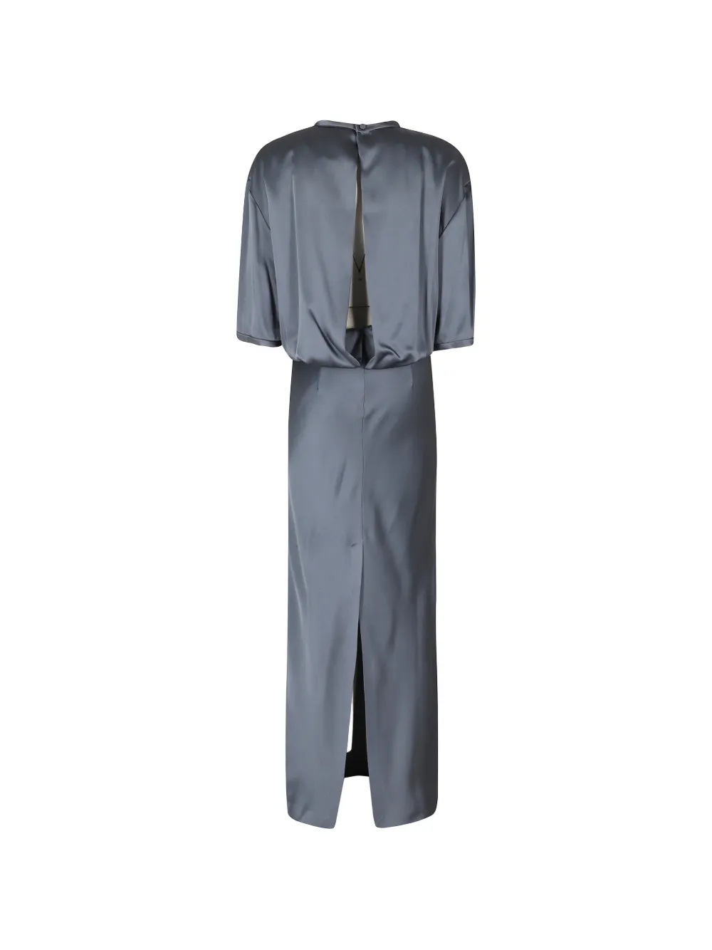 Semicouture Karisse maxi-jurk met open achterkant en satijnen afwerking Grijs