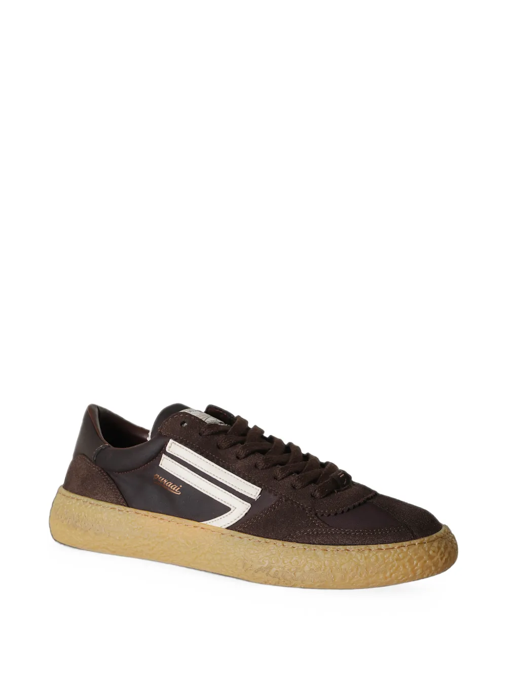 Puraai 1.01 Vintage suède sneakers met vlakken Bruin