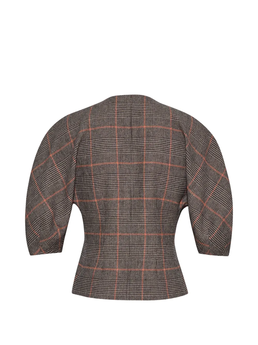 Cara Fletcher Odette geruite top met pofmouwen Bruin
