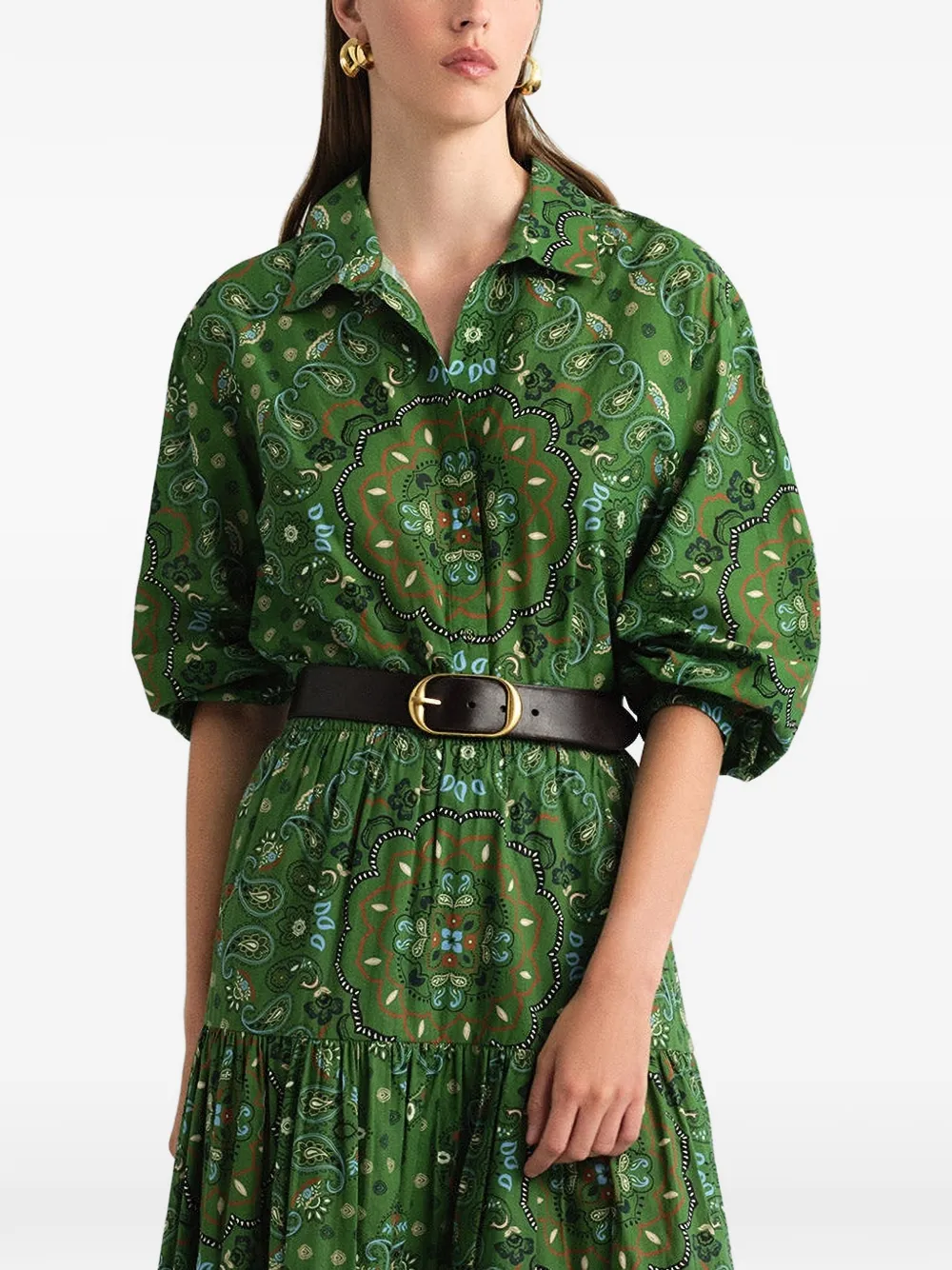 Cara Rumson blouse met bandana-print Groen